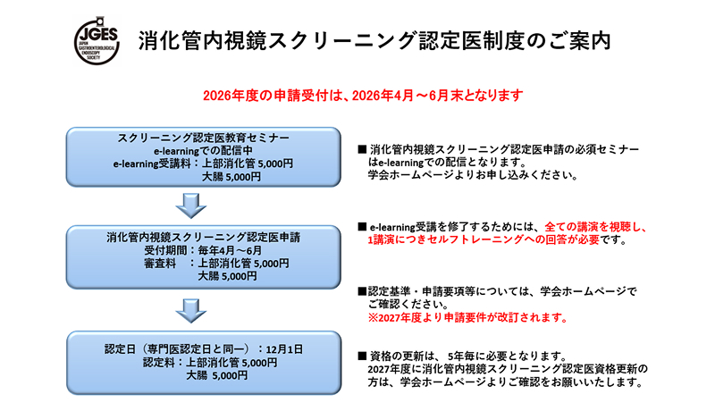 消化管内視鏡スクリーニング認定医制度のご案内